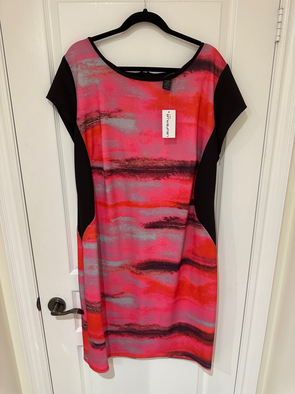 Ashley Stewart Pink and Black Midi Dress